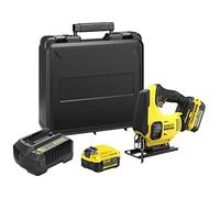 Stanley FATMAX Scie sauteuse sans fil 18V Lithium Ion Moteur Brushless Performante et pratique (Bois 55mm, Métal 8mm) Avec 1 Malette 2 Batteries 18V 4Ah 1 Chargeur Gamme FATMAX V20 SFMCS600B-XJ