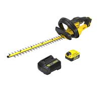 STANLEY FATMAX SFMCHT655M1-QW Taille-haie sans Fil 18 V V20 (Longueur de Lame 55 cm, épaisseur de Coupe 19 mm, avec poignée en étrier et arrêt Rapide du Couteau, Batterie 4,0 Ah et Chargeur)