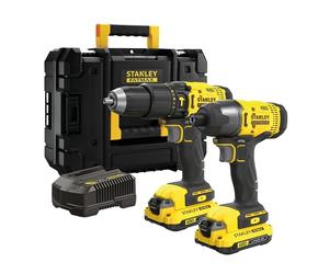 STANLEY FATMAX SFMCK465D2T-QW Kit batterie Stanley Fatmax V20 18 V - Perceuse à percussion, visseuse à percussion à batterie, 2 batteries au lithium de 2,0 Ah, 1 chargeur, 1 boîte TSTAK