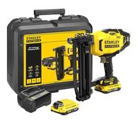 STANLEY FATMAX SFMCN616D2K-GB V20 Cloueuse de finition sans fil de calibre 16, comprend 2 batteries Li-Ion de 2,0 Ah, un chargeur 1,25 A et une boîte de kit, 18 V,
