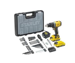 STANLEY FATMAX V20 Perceuse à percussion Brushless 18V, SFMCD715D2A-QW | 2 vitesses, batterie 2,0 Ah, chargeur 1,25 A, coffret et 100 accessoires inclus