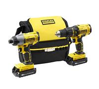STANLEY FMCK465C2S-QW Perceuse à percussion 18 V et visseuse à chocs 18 V avec 2 batteries au lithium 1,3 Ah et sac de transport - Gamme FATMAX