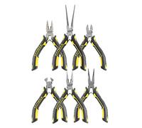 STANLEY Fmht0-80541 mini Pinces, Gamme FATMAX - design Compact - Ressort de Rappel - Coupe et Serre - Poignée Bi matière - Acier Trempé - 6 Pièces Jaune/noir