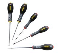 Stanley Gamme FatMax 0-65-440 Jeu De 5 Tournevis Parallèle/Cruciforme - Fabriqués En France - Utilisation Professionnelle - Grande Résistance - Sablage De L'Empreinte - Poignée Soft Grip