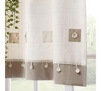 Stanley Hamilton Rideaux à Pattes brodés à la Main, Collection Cottage avec 4 Tailles différentes (Beige Naturel/café, 228 x 228 cm (l x P x P), Taille du Panneau)