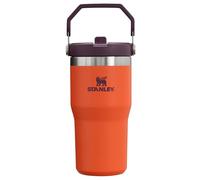 STANLEY IceFlow Gobelet avec paille à rabat avec poignée - Couvercle à visser et paille rabattable - Bouteille d'eau résistante aux fuites - Acier inoxydable - Sans BPA - Prune tigrée