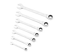 STANLEY STMT82846-0 Clés Mixtes À Cliquet - Forgées En Acier Chromé - Œil Plat - 72 Dents - Angle De Reprise 5° - Manche Ergonomique Pour Un Serrage Plus Puissant - Étui Compact - Jeu De 7 Pièces