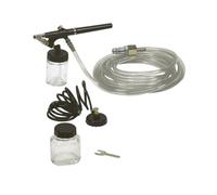 Stanley Kit aérographe 150119XSTN - pour compresseur - 15l/min - 3Bar - Pistolet aérographe avec tuyau, tuyau spiralé, réservoirs de peinture - Noir