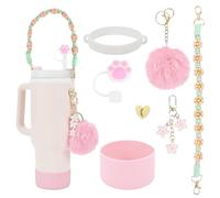 Stanley Kit d'accessoires avec sangle pour bouteille d'eau, bottes en silicone, couvercle à paille, gobelet Stanley 800 ml/1100 ml Quartz rose