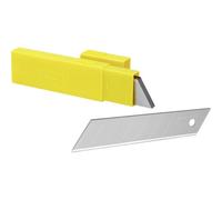 STANLEY Lame sécable 25 mm avec distributeur, paquet de 10, 0-11-325 | Construction en carbone, tranchant continu avec 6 bords, système de casse-lame, rangement pour lames usagées