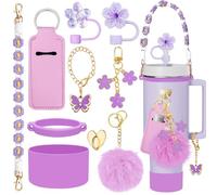 Stanley Lot de 10 accessoires de décoration pour bouteille d'eau, gobelet de voyage Stanley avec couvercle en forme de goule, sangle de poignée de bouteille d'eau, breloques Stanley, bottes en