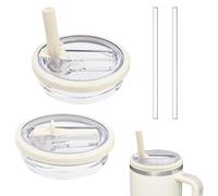 2 Pièces Stanley Cup Couvercle Étanche, Remplacement de Couvercle pour Gobelet Stanley 40 oz, Couvercle Sécurisé avec Paille Compatible avec Les Bols Stanley, Blanc