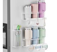 Stanley - Lot de 2 porte-gobelets magnétiques pour réfrigérateur avec | Organiseur de bouteille d'eau robuste avec panier à paille magnétique et 6 crochets pour gobelet, couvercle de réfrigérateur
