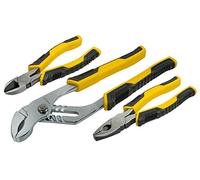 STANLEY Lot de 3 Pinces - Pince Coupante Diagonale 150 mm, Pince Multiprise 250 mm, Pince Universelle 180mm - Grip Caoutchouc Anti-Glisse STHT0-74471