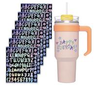 Stanley Lot de 6 feuilles d'autocollants en vinyle à paillettes pour bouteilles d'eau, tasse