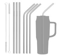 Stanley - Lot de 6 pailles en acier inoxydable - 30 cm - Réutilisables - Pour tasse Stanley - Longues pailles pour cocktails, smoothies et jus