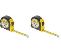STANLEY Mesure 3 m x 13 mm Bi-Matière Tylon - Métre à Ruban Léger, Compact et Ergonomique avec Crochet de Ceinture 0-30-687 (Lot de 2)