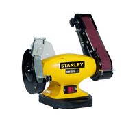 STANLEY - Meuleuse polisseuse Ponceuse 330W Touret à meuler Ø150mm et Abrasif 50 x 690mm base en fonte anti-basculement