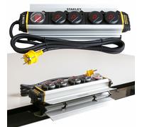 Stanley Multiprise ALU 4 Prises Avec Interrupteur IP44, 3 m, Plaque à Pinces