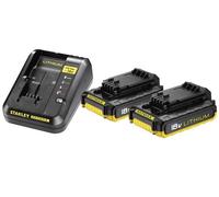 Stanley - Pack de 2 batteries 18V 2Ah et chargeur - FMC693D2
