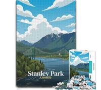Stanley Park, Canada Travel Poster Puzzle pour Adultes en Bois, 300 pièces | Présent de Noël pour passionné avec loisir manuel en intérieur à la maison.