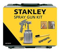 Stanley Pistolet à Peinture pour Compresseur 160123XSTN - avec Mallette de Rangement, Clé, Pinceau et Raccord 1/4" - 4Bar - Métal - Argenté