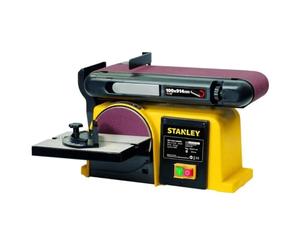 STANLEY - Ponceuse d'établi à bande et à disque SXGBL150E, moteur 370W induction silencieux, base en fonte stable, aspiration intégrée, pour ponçage bois et métal, bras réglable.