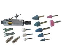 Stanley Ponceuse pneumatique 160153XSTN avec pierres à aiguiser - Max. 6Bar - Raccord rapide européen - 250L/min - Avec coffret de rangement - Argenté