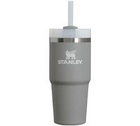 STANLEY Quencher H2.0 FlowState Gobelet isotherme en acier inoxydable avec couvercle et paille pour eau, thé glacé ou café, smoothie et plus encore, gris pierre, 414 ml