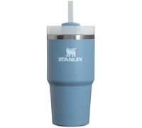 Stanley Quencher H2.0 Gobelet avec poignée, couvercle dévissable avec paille, anti-fuite, compatible avec les voyages, gobelet isotherme en acier inoxydable pour l'eau et plus encore, indigo, 591 ml