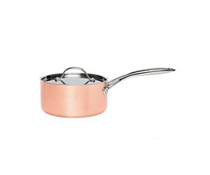 Stanley Rogers Faitout Copper Tri-Ply Ø 18 cm avec couvercle - Acier inoxydable de qualité supérieure avec revêtement antiadhésif, résistant aux coupures, manche long et ergonomique, pour tous les