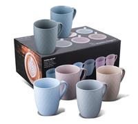 Stanley Rogers, set de 6 tasses - Tasses à café au design moderne en losange - Matériau New Bone de haute qualité dans des tons pastel - Parfaites pour le café, le thé ou le cacao - Volume de 340 ml