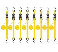 Stanley S1000 Lot de 8 Sangles à cliquet Stanley - 2,5 cm x 3,05 m - pour Transport de Charges légères (résistance à la Rupture de 680 kg) - Noir/Jaune