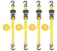 STANLEY S10204 Lot de 4 Sangles à cliquet pré-filetées de 3,2 cm x 4,9 m - Charge de Travail sûre de 0,5 kg/résistance à la Rupture de 1,4 kg