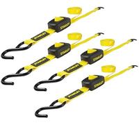 STANLEY S2002 Lot de 4 Sangles d'arrimage avec Boucle à Came fermée Noir/Jaune 2,5 cm x 3 m Charge de Travail sûre 181,4 kg Résistance à la Rupture 0,5 kg