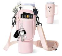 Stanley Sac de transport pour bouteille d'eau de 1,2 l avec poche pour téléphone portable, poche pour cartes, boucle d'alpinisme et porte-clés rose multifonction pour accessoires Stanley Cup