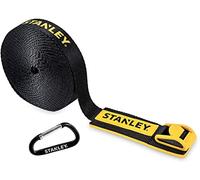 STANLEY Sangle d'arrimage Robuste avec Crochets - Boucle à Came en métal rembourrée avec boîtier en Plastique et rembourrée - Sangle Industrielle Robuste pour Charge de 453,6 kg - Noir