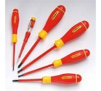 Jeu de 6 tournevis FATMAX isolés 1000V électricien STANLEY 0-65-441 avec testeur - philips