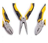 STANLEY STHT0-75094 Juego Alicates Control Grip. Universal + corte diagonal + boca larga, Noir/Jaune, Taille unique