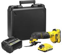 Stanley FATMAX Outil multifonction rotatif Sans Fil 18V Lithium Ion 8000-18000 osc/min Avec 1 Mallette 2 batteries 2Ah 1 Chargeur Gamme FATMAX V20 SFMCE500D2K-QW