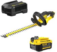 STANLEY FATMAX Taille-haie à batterie lithium longueur lame 55 cm, poignée ergonomique 18 V 4,0 Ah, SFMCHT855M1-QW, Yellow/Black
