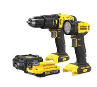 Stanley FatMax Perceuse-visseuse à percussion 18V – 1 batterie 2Ah + lampe torche 18V Professionnelle