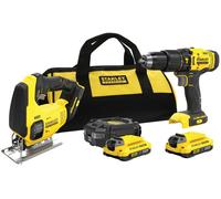 Stanley SFMCK212D2S FatMax V20 Perceuse a percussion et scie sauteuse (18V/2x2,0Ah), sac