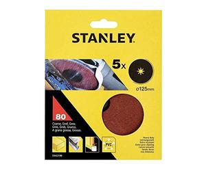STANLEY STA32190-XJ 5 Discos de lija base fibra ø 125x22 mm. Grano 80