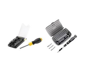 Stanley STHT0-70885 Tournevis Porte-embouts 34 Pièces Jaune/Noir Set Magnétique 32 en 1 pour Bricolage et Réparation Électronique