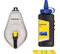 Stanley STHT47111-0 Cordeau traceur en aluminium 30m avec craie bleue et niveau a corde