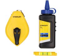 Stanley STHT47113-0 Kit cordeau traceur 1:1, 30m poudre bleue, niveau