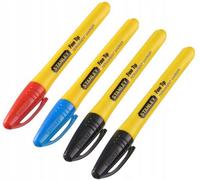 Stanley STHT81391-0 Marqueur permanent, pointe fine, 4pcs (2x noir, 1x bleu, 1x rouge)