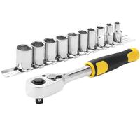 Stanley STMT82666-0 Jeu de douilles + cliquet 72 dents 1/4", 11 pieces