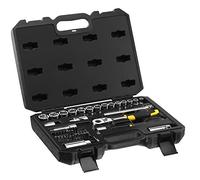 Stanley STMT82829-1 Coffret De Douilles 3/8’’ + Cliquet 72 Dents + Embouts 1/4" - Coffret Compact Et Résistant À Attaches En Métal - Jeu De 45 Pièces Multicolore
